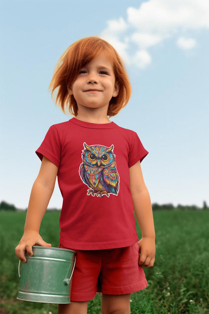 Kid's Colorful Owl Unisex T-shirt Red by ZealforTee