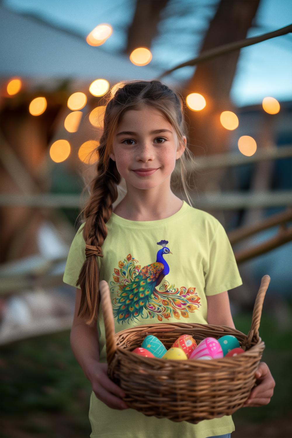 Kid's Peacock Unisex Tshirt Iris Lavender by ZealforTee