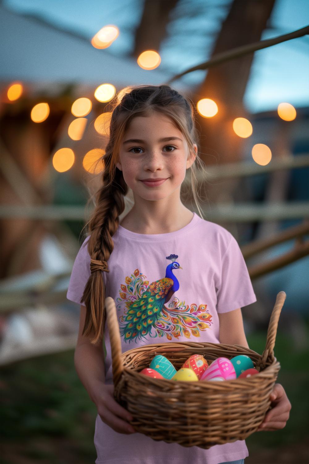 Kid's Peacock Unisex Tshirt Iris Lavender by ZealforTee