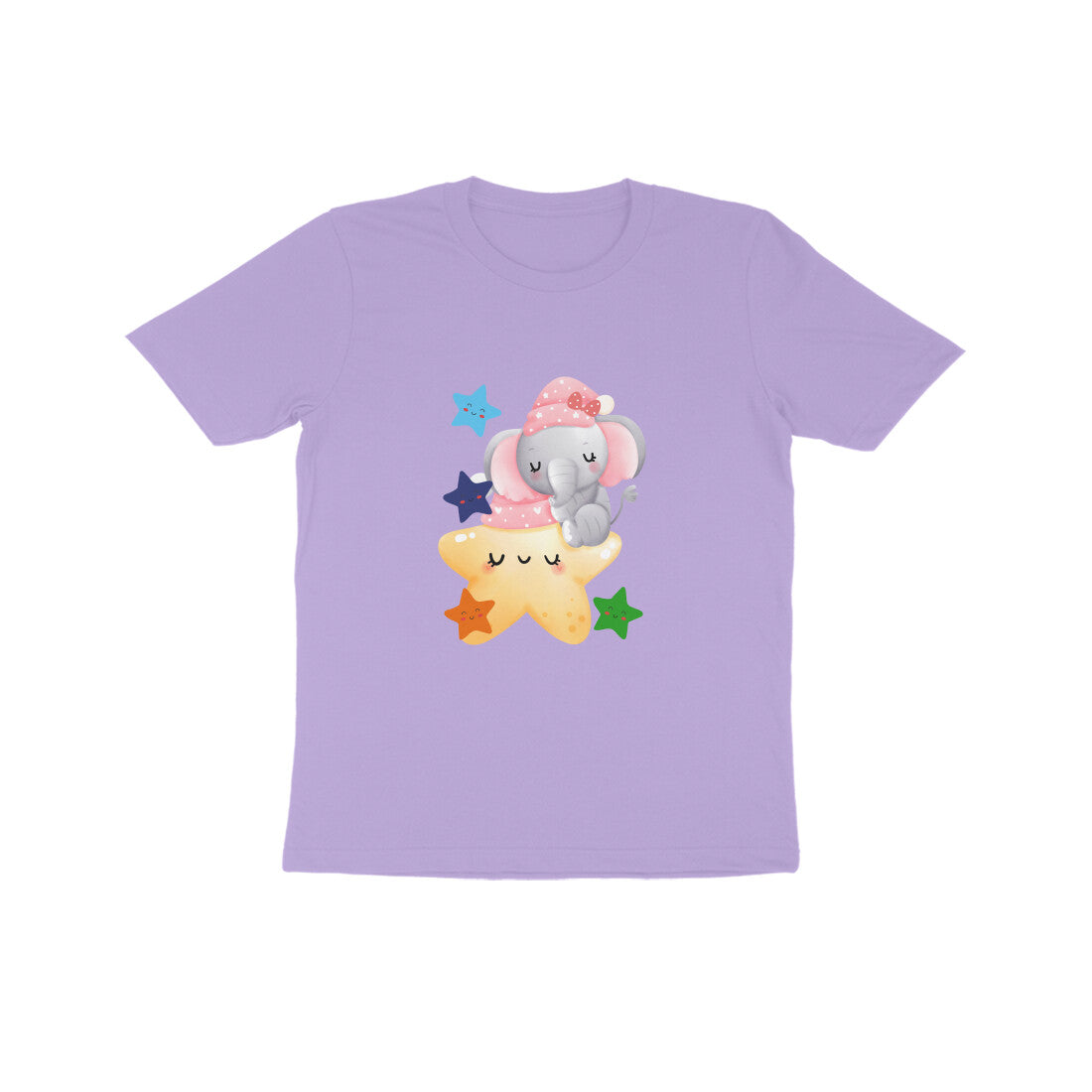 Kids Baby Elephant and Stars Unisex Tshirt White by ZealforTee