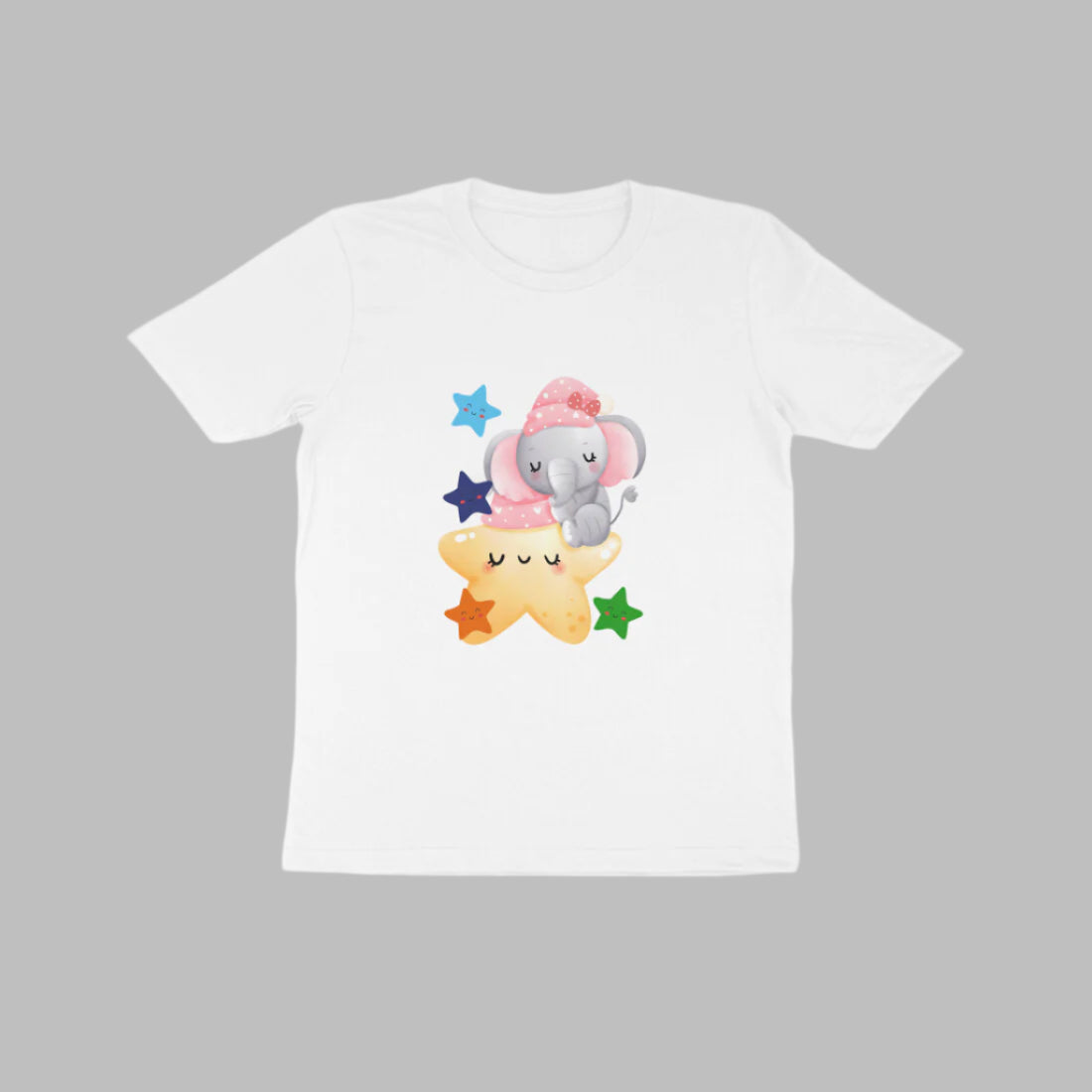 Kids Baby Elephant and Stars Unisex Tshirt Black by ZealforTee