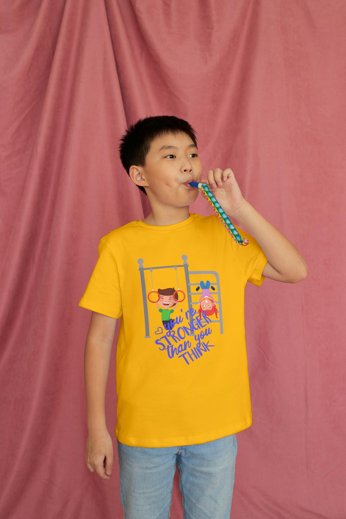 Kid's Stronger Unisex T-shirt Golden Yellow by ZealforTee