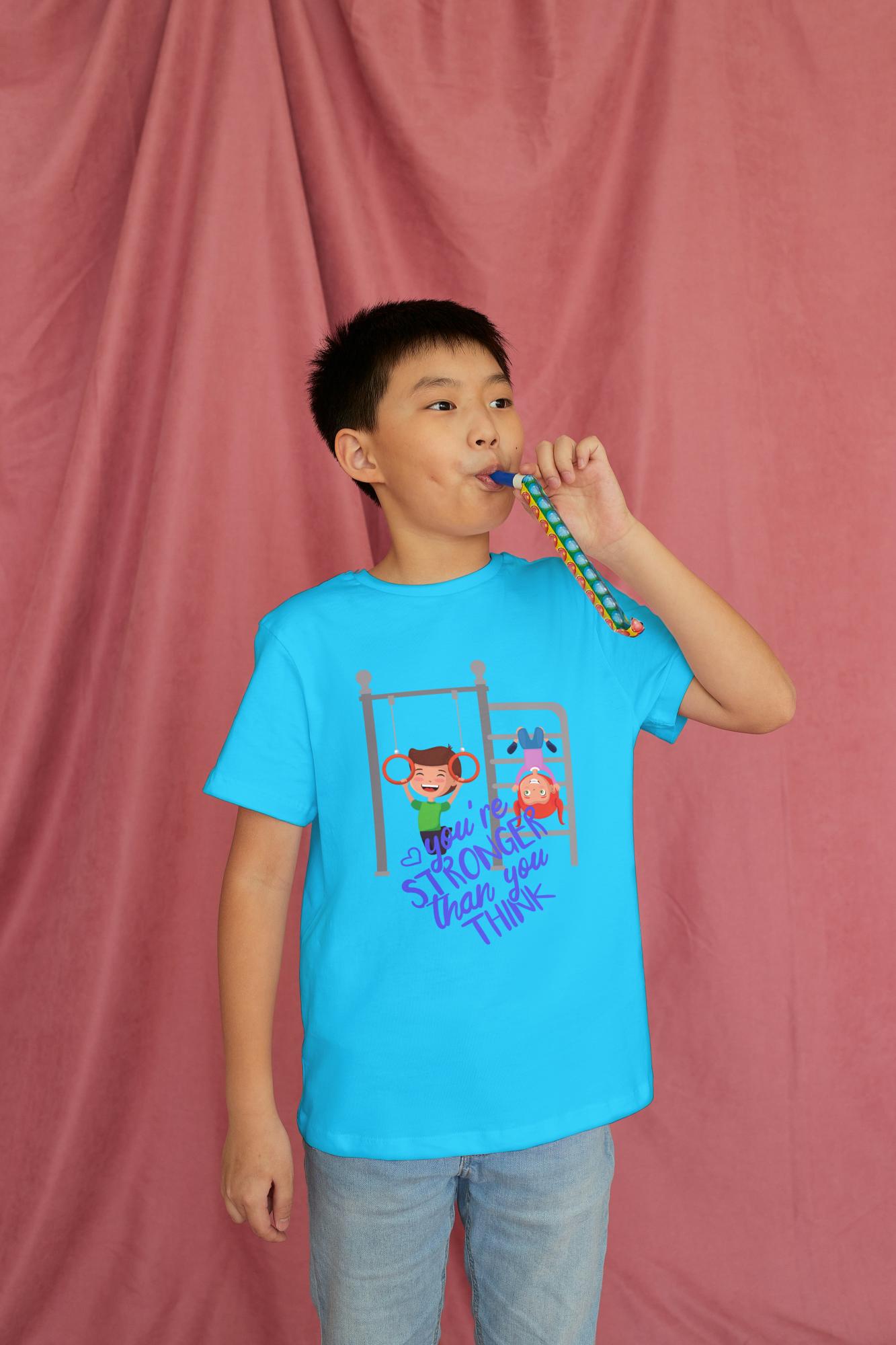 Kid's Stronger Unisex T-shirt Sky Blue by ZealforTee
