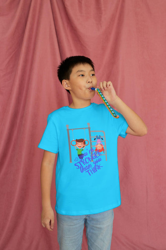 Kid's Stronger Unisex T-shirt Sky Blue by ZealforTee