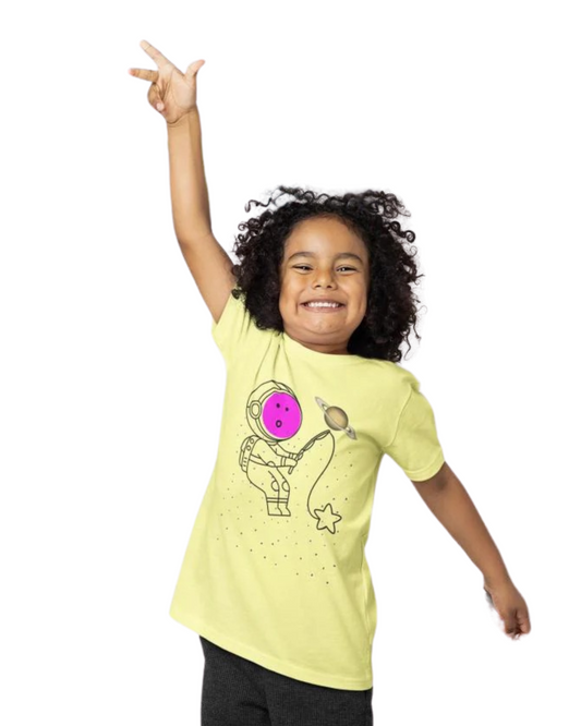 Kid's Astronaut Tackle Star Unisex T-shirt Butter Yellow by ZealforTee