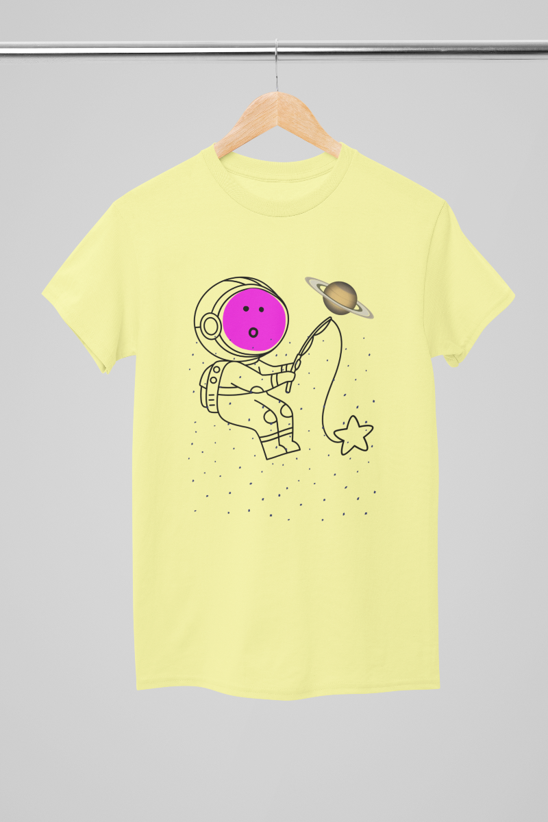 Kid's Astronaut Tackle Star Unisex T-shirt Butter Yellow by ZealforTee