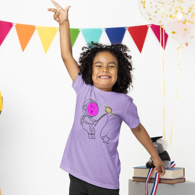 Kid's Astronaut Tackle Star Unisex T-shirt Light Pink by ZealforTee