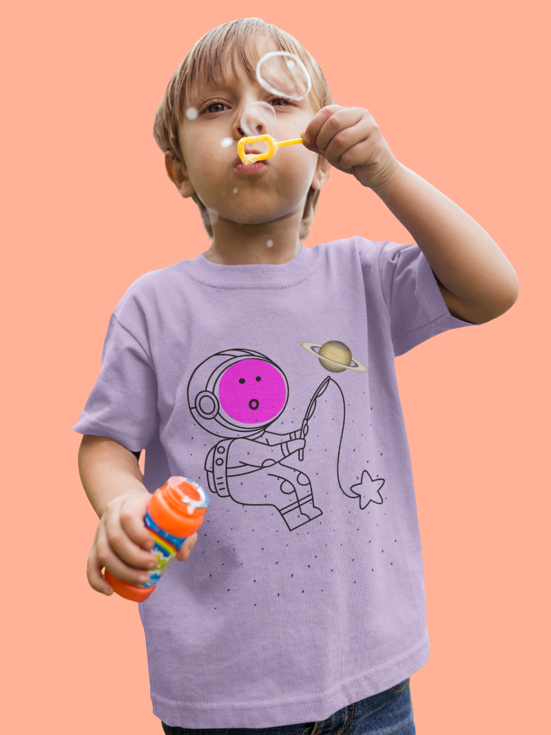 Kid's Astronaut Tackle Star Unisex T-shirt Light Pink by ZealforTee