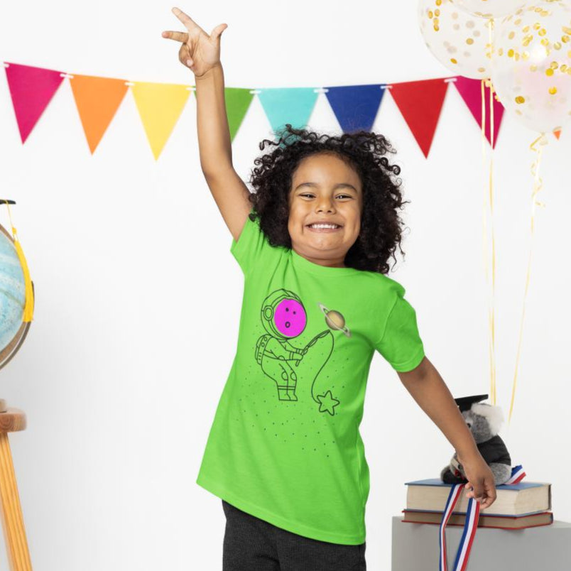 Kid's Astronaut Tackle Star Unisex T-shirt White by ZealforTee