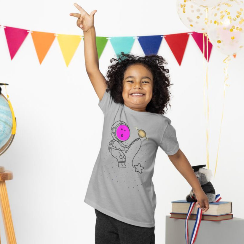 Kid's Astronaut Tackle Star Unisex T-shirt Liril Green by ZealforTee