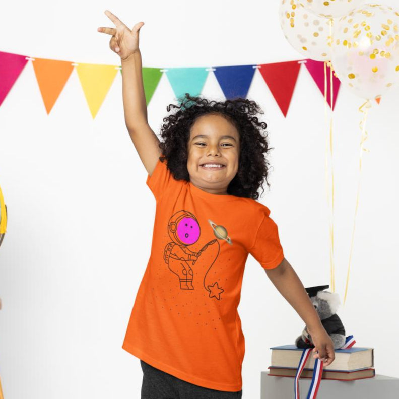 Kid's Astronaut Tackle Star Unisex T-shirt Golden Yellow by ZealforTee