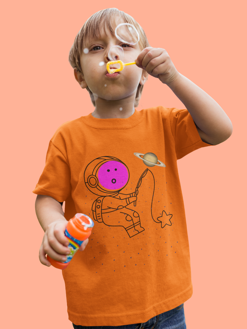 Kid's Astronaut Tackle Star Unisex T-shirt Golden Yellow by ZealforTee