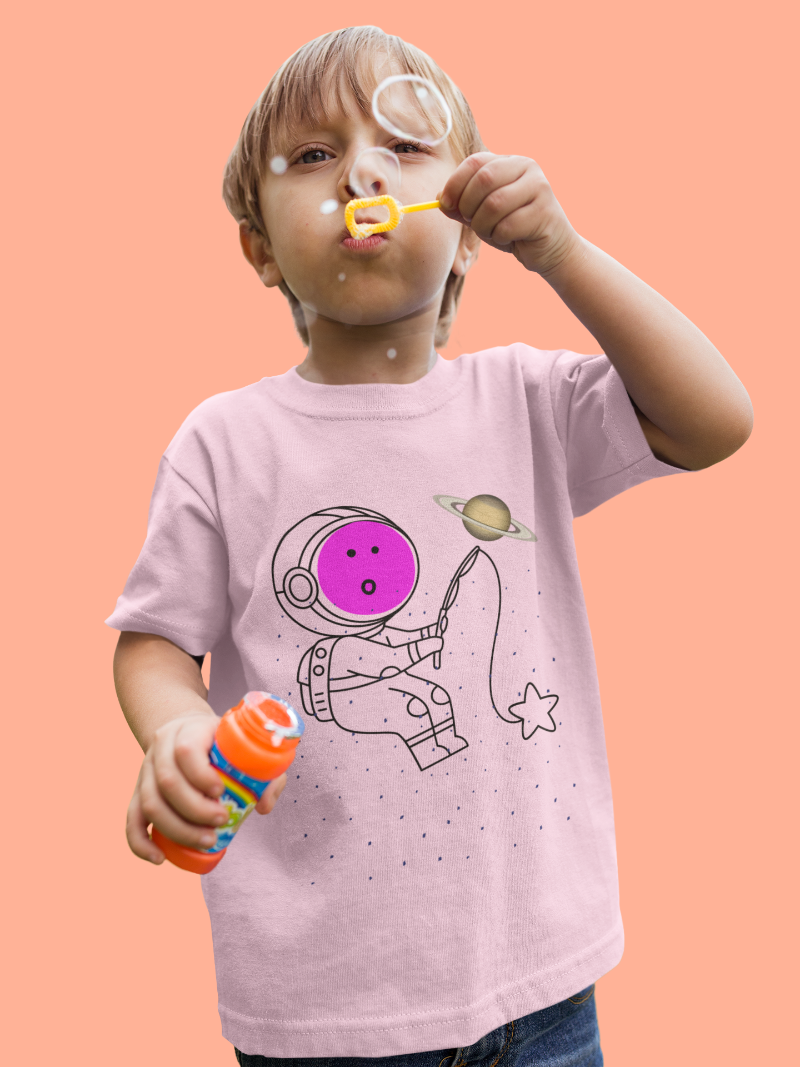 Kid's Astronaut Tackle Star Unisex T-shirt Sky Blue by ZealforTee