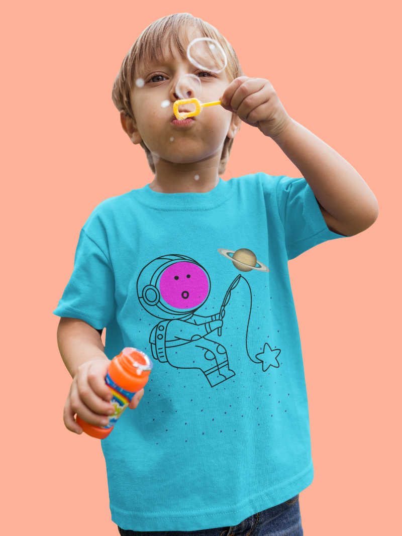 Kid's Astronaut Tackle Star Unisex T-shirt Iris Lavender by ZealforTee