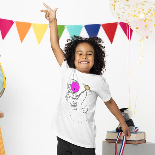 Kid's Astronaut Tackle Star Unisex T-shirt Sky Blue by ZealforTee