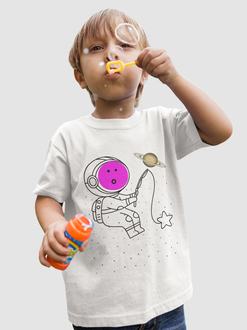 Kid's Astronaut Tackle Star Unisex T-shirt White by ZealforTee