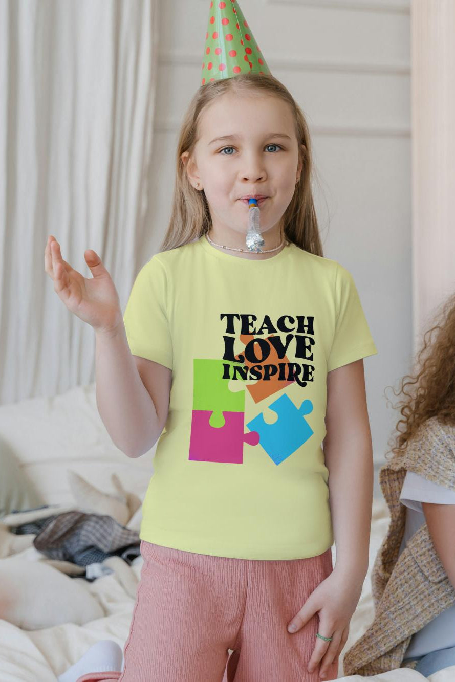 Kid's Teach Love Inspire Unisex T-shirt Sky Blue by ZealforTee