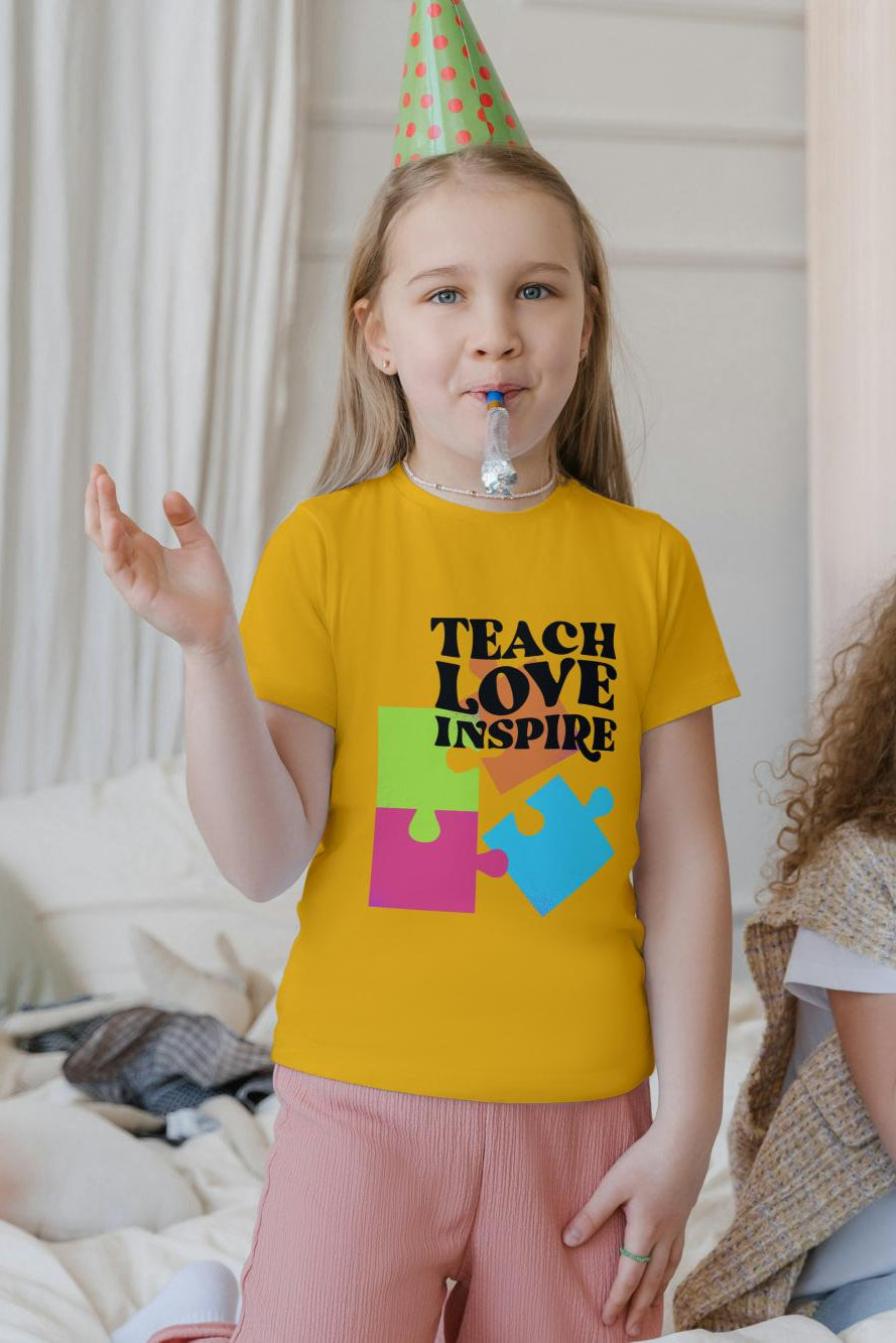 Kid's Teach Love Inspire Unisex T-shirt Butter Yellow by ZealforTee