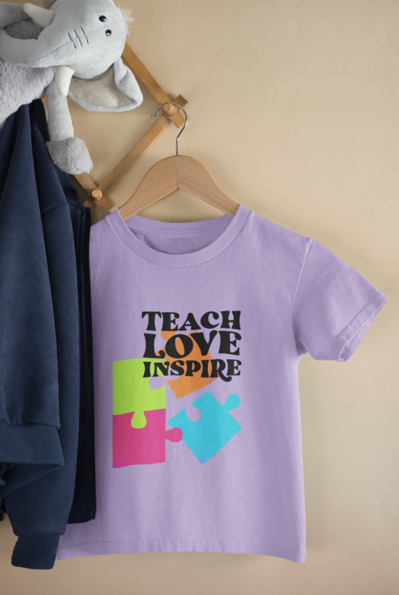 Kid's Teach Love Inspire Unisex T-shirt Iris Lavender by ZealforTee