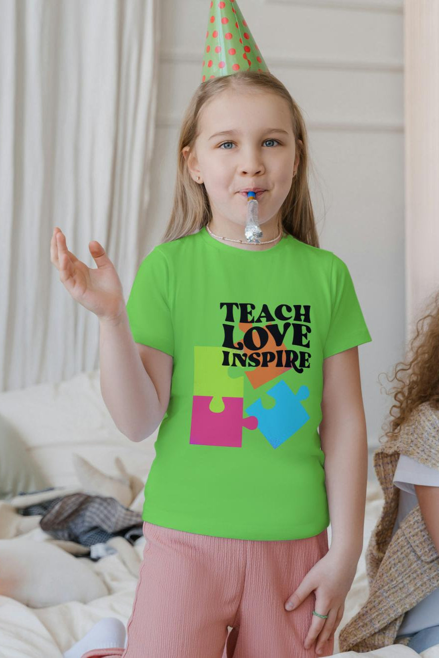 Kid's Teach Love Inspire Unisex T-shirt Golden Yellow by ZealforTee