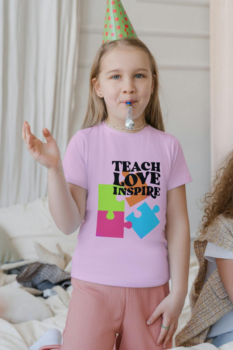 Kid's Teach Love Inspire Unisex T-shirt Golden Yellow by ZealforTee