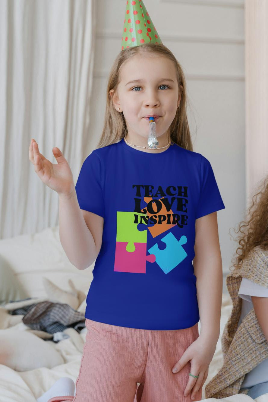 Kid's Teach Love Inspire Unisex T-shirt Orange by ZealforTee