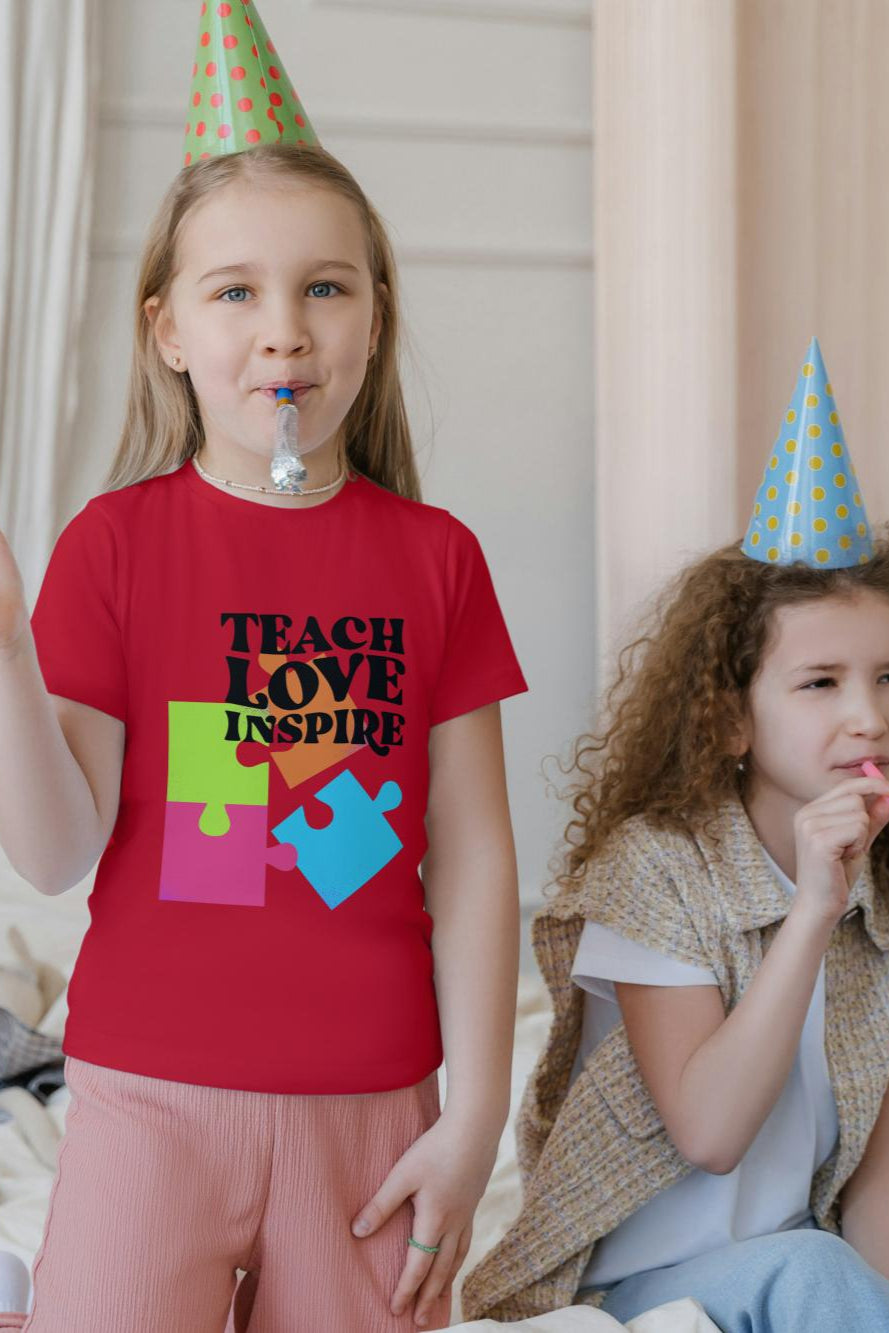 Kid's Teach Love Inspire Unisex T-shirt Liril Green by ZealforTee