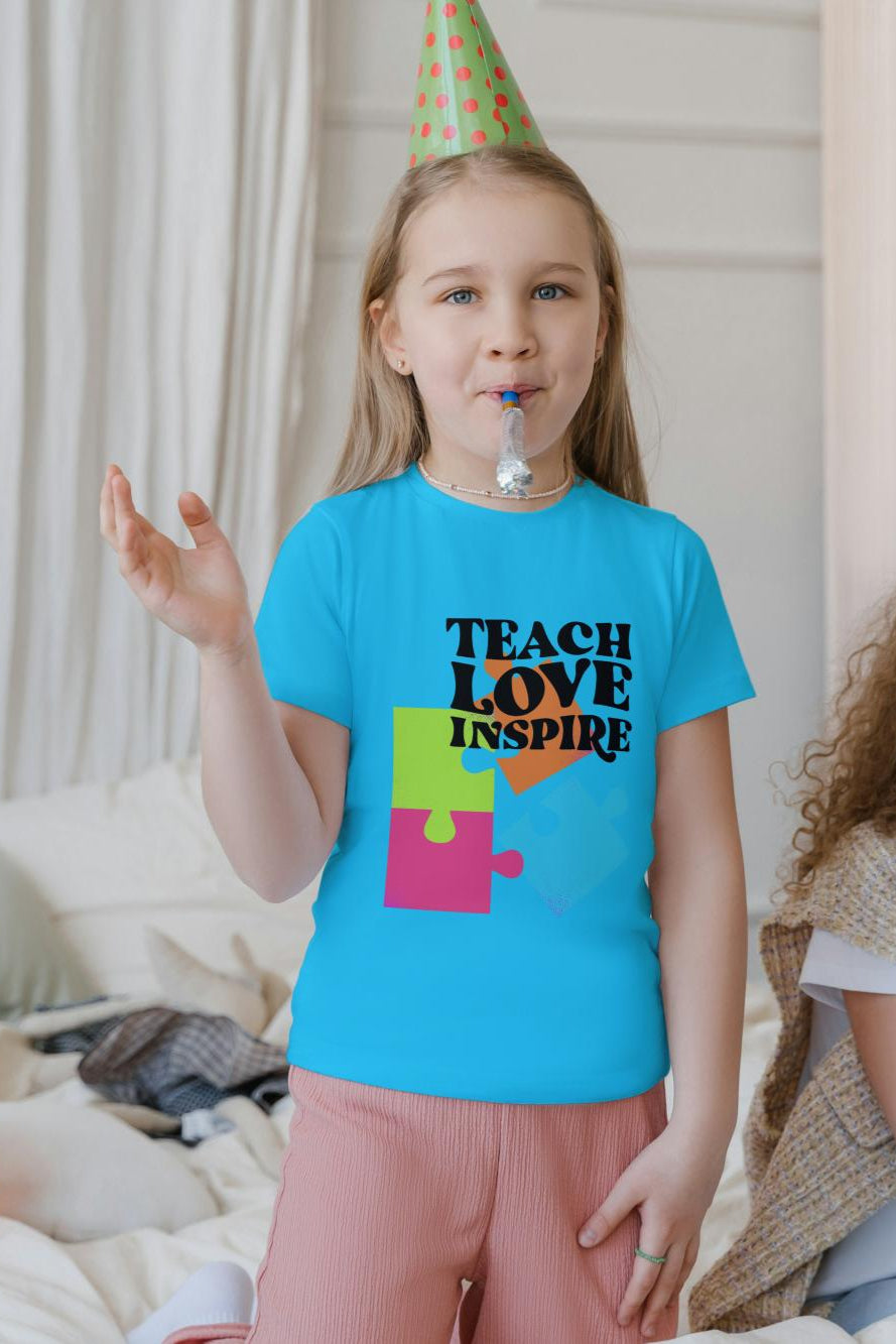 Kid's Teach Love Inspire Unisex T-shirt Iris Lavender by ZealforTee