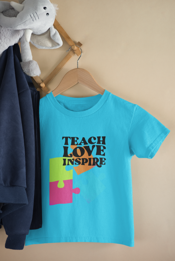 Kid's Teach Love Inspire Unisex T-shirt Sky Blue by ZealforTee