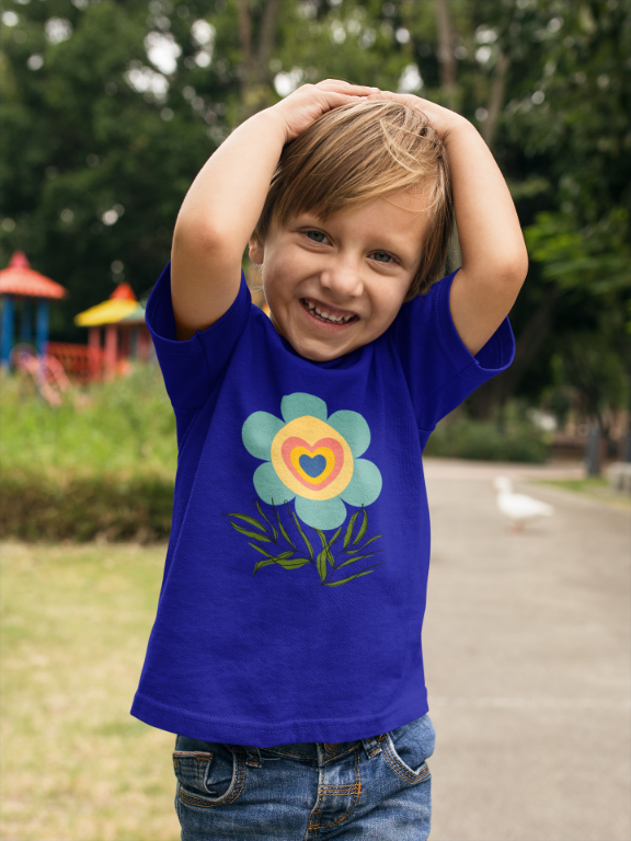 Kid's Striking Flower Unisex T-shirt Royal Blue by ZealforTee