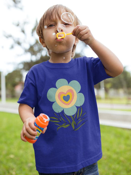Kid's Striking Flower Unisex T-shirt Royal Blue by ZealforTee