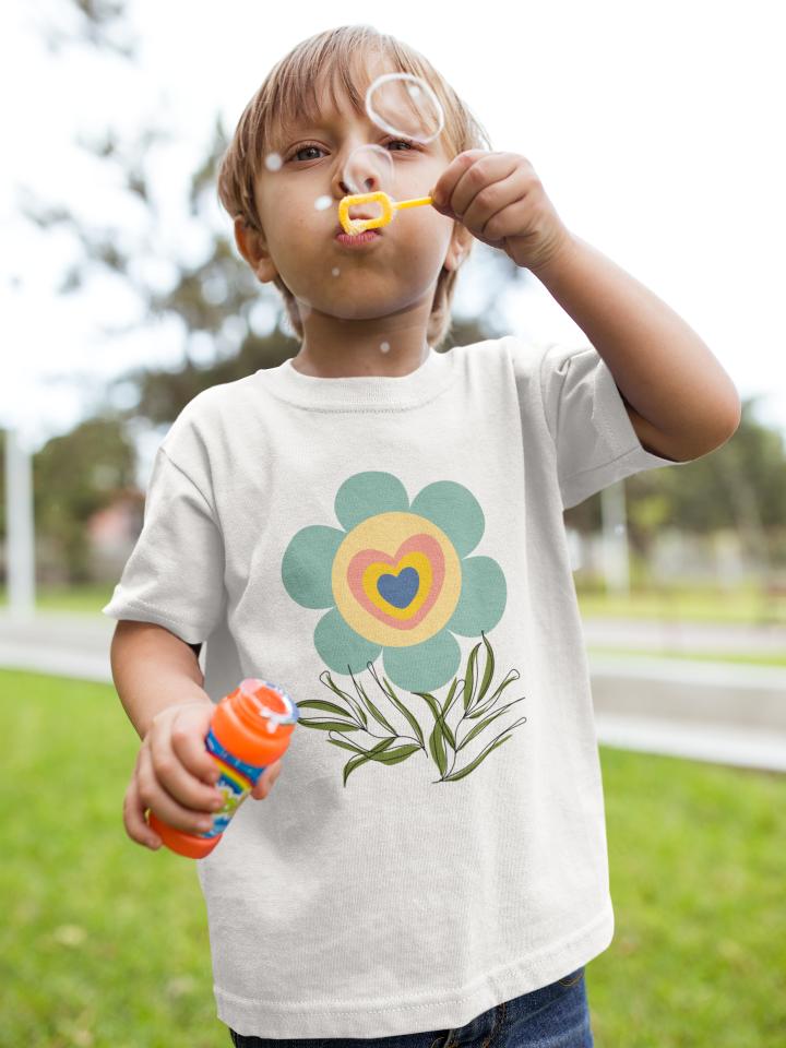 Kid's Striking Flower Unisex T-shirt Black by ZealforTee
