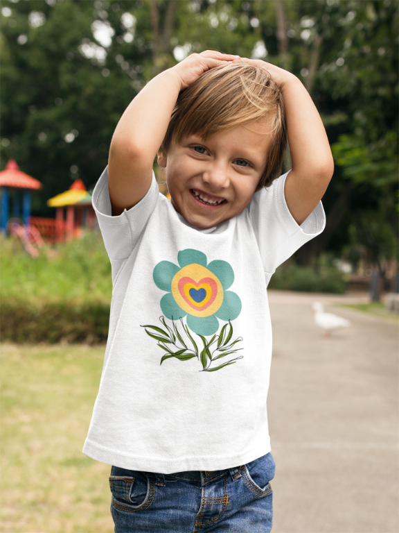 Kid's Striking Flower Unisex T-shirt Black by ZealforTee