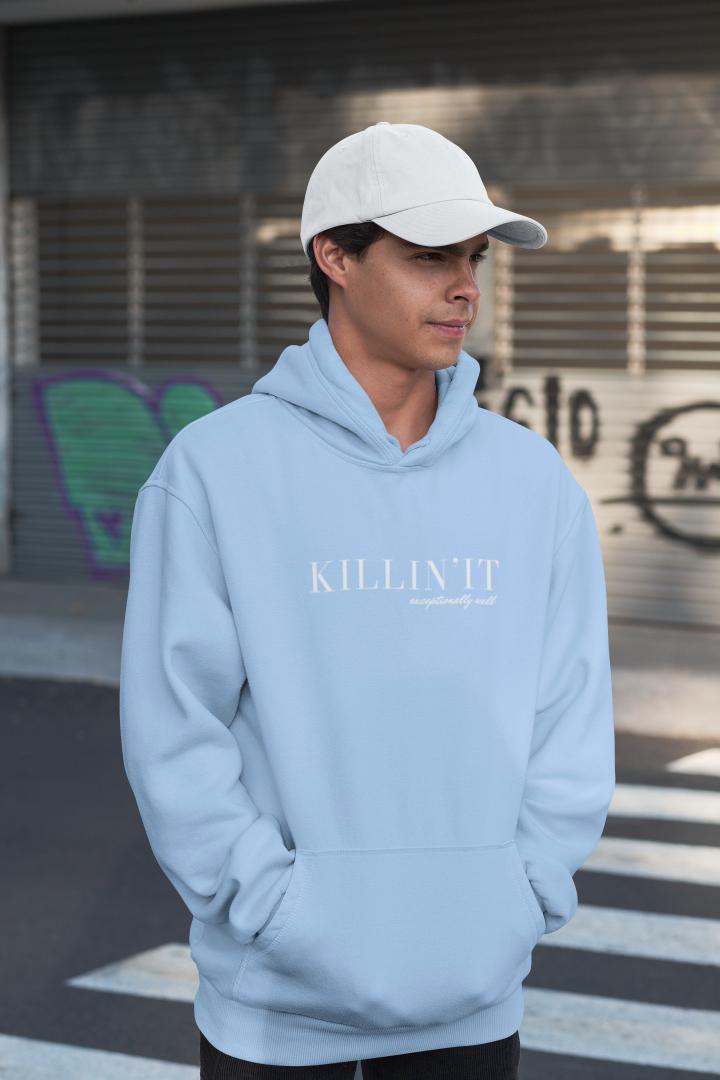Men's Killin 'it Hoodie Sweatshirt Light Baby Pink by ZealforTee