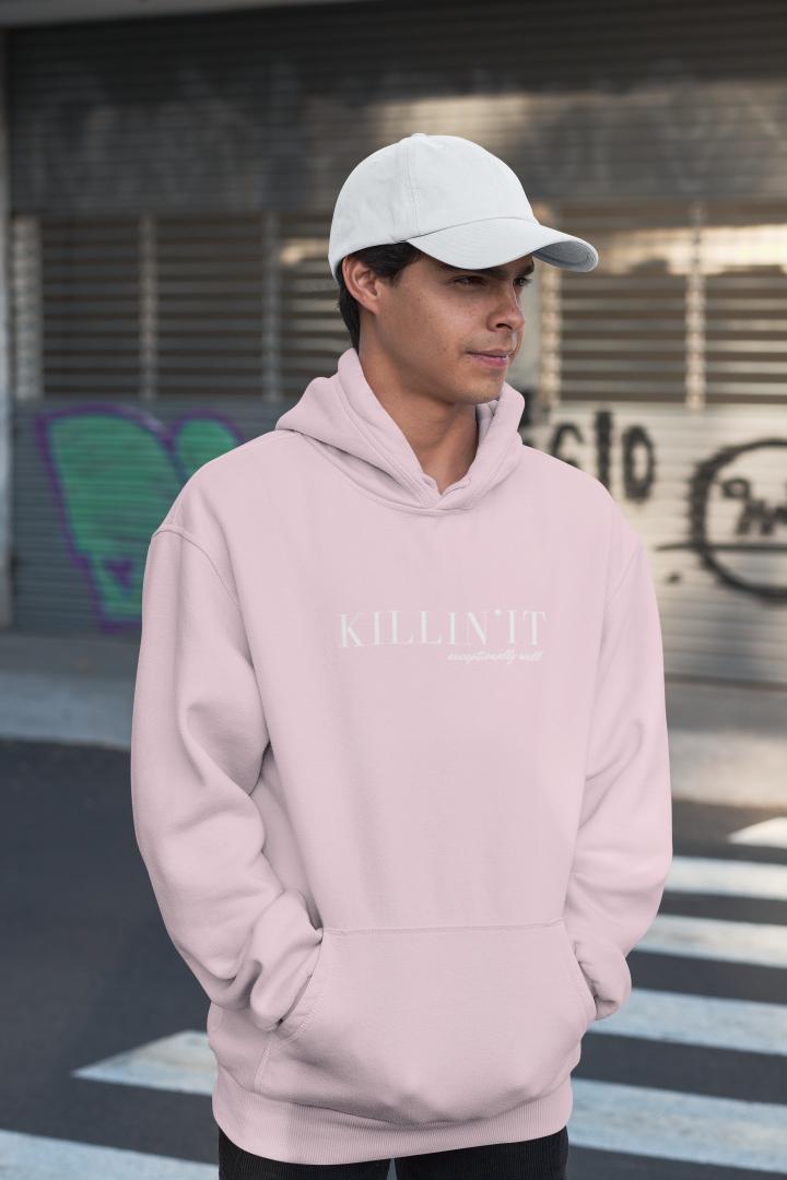 Men's Killin 'it Hoodie Sweatshirt Light Baby Pink by ZealforTee
