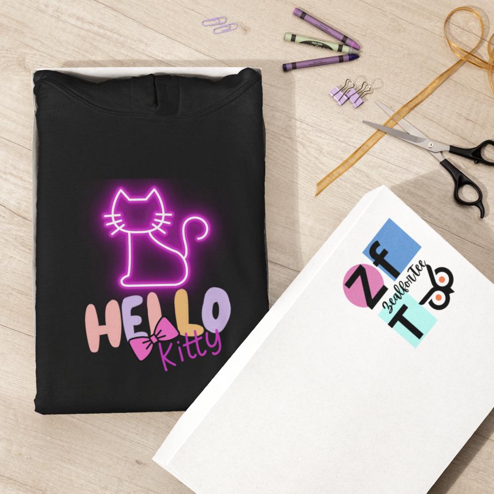 Girl's Cute Kitty Hoodie Sweatshirt Black by ZealforTee