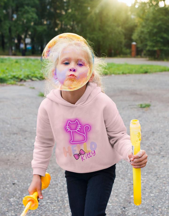 Girl's Cute Kitty Hoodie Sweatshirt Black by ZealforTee