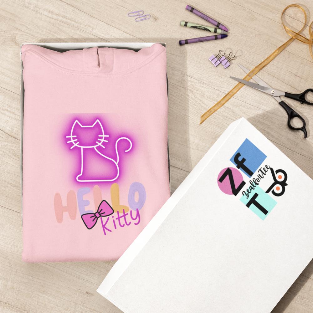 Girl's Cute Kitty Hoodie Sweatshirt Black by ZealforTee