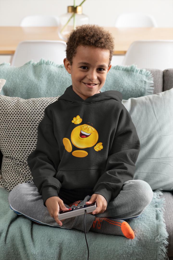 Boy's Happy Emoticon Hoodie Sweatshirt Red by ZealforTee