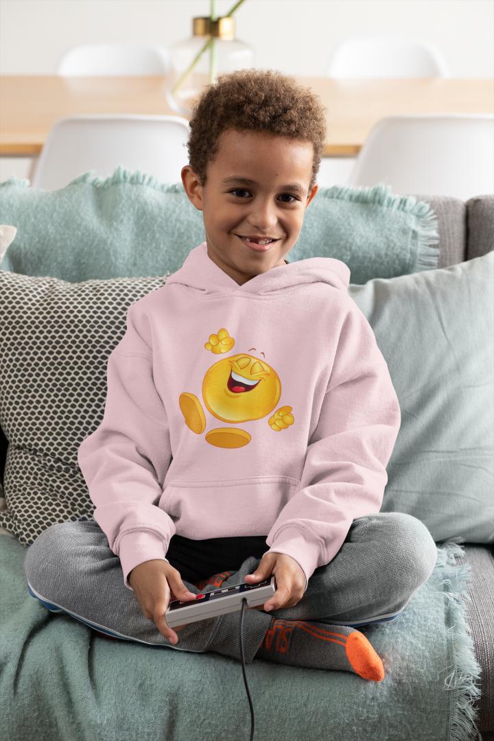 Boy's Happy Emoticon Hoodie Sweatshirt Red by ZealforTee