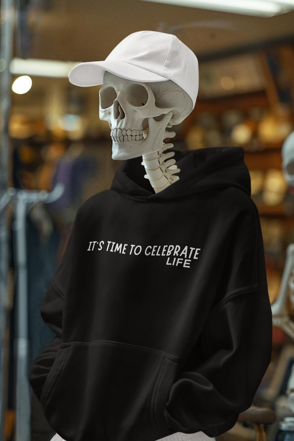 Men's Time to Celebrate Life Hoodie Sweatshirt Light Baby Pink by ZealforTee