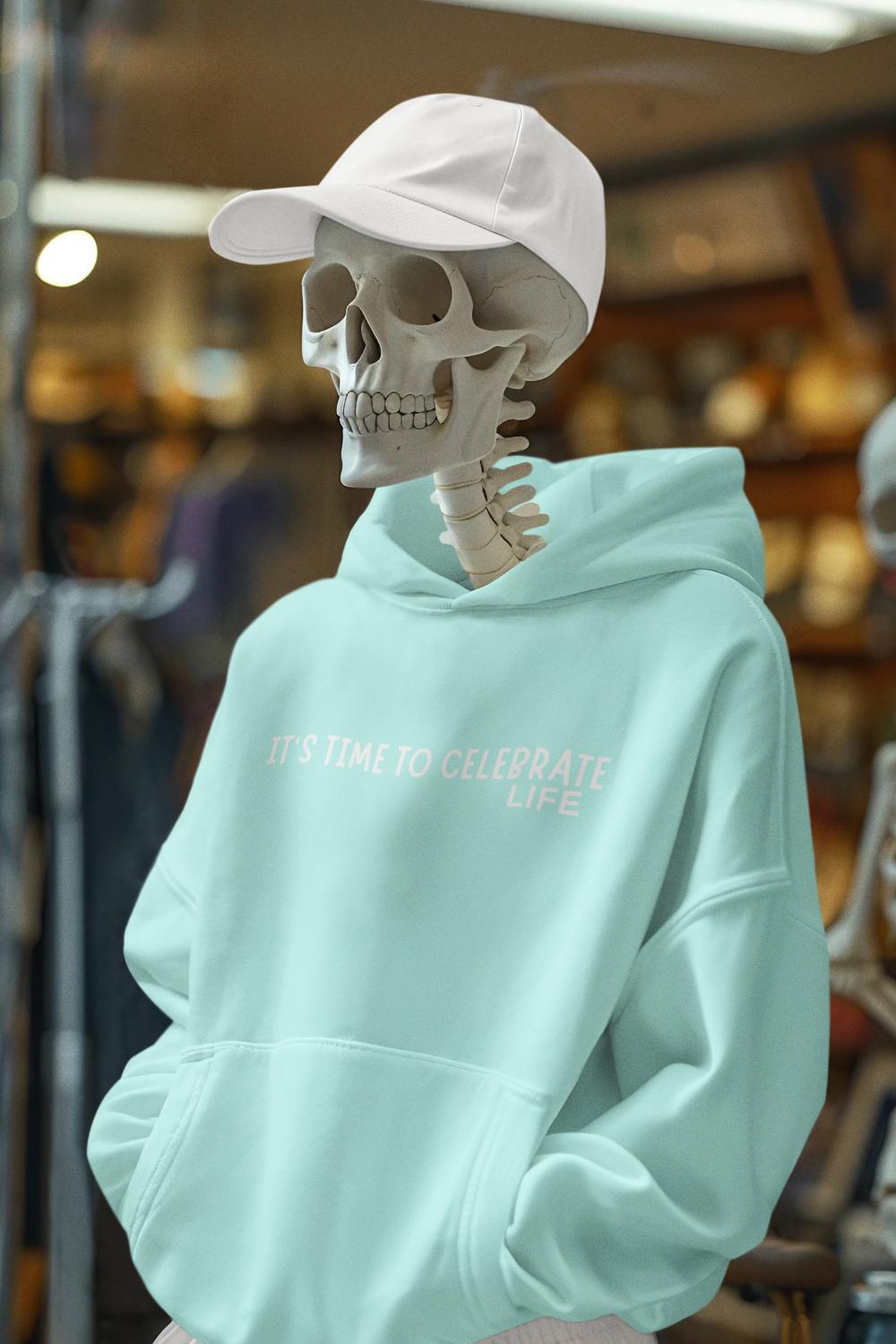 Men's Time to Celebrate Life Hoodie Sweatshirt Black by ZealforTee