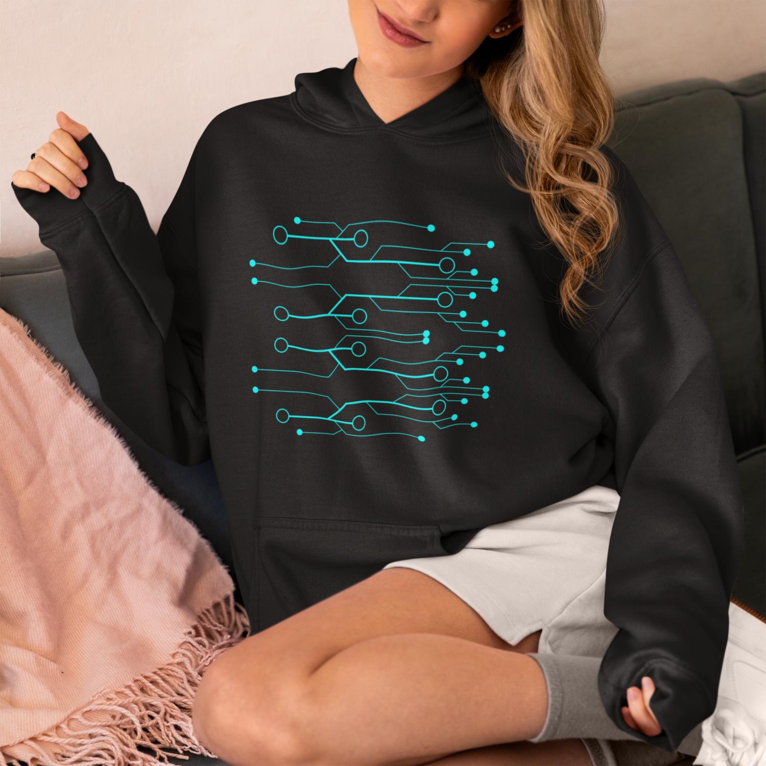 Women's Line Tech Hoodies Black by ZealforTee