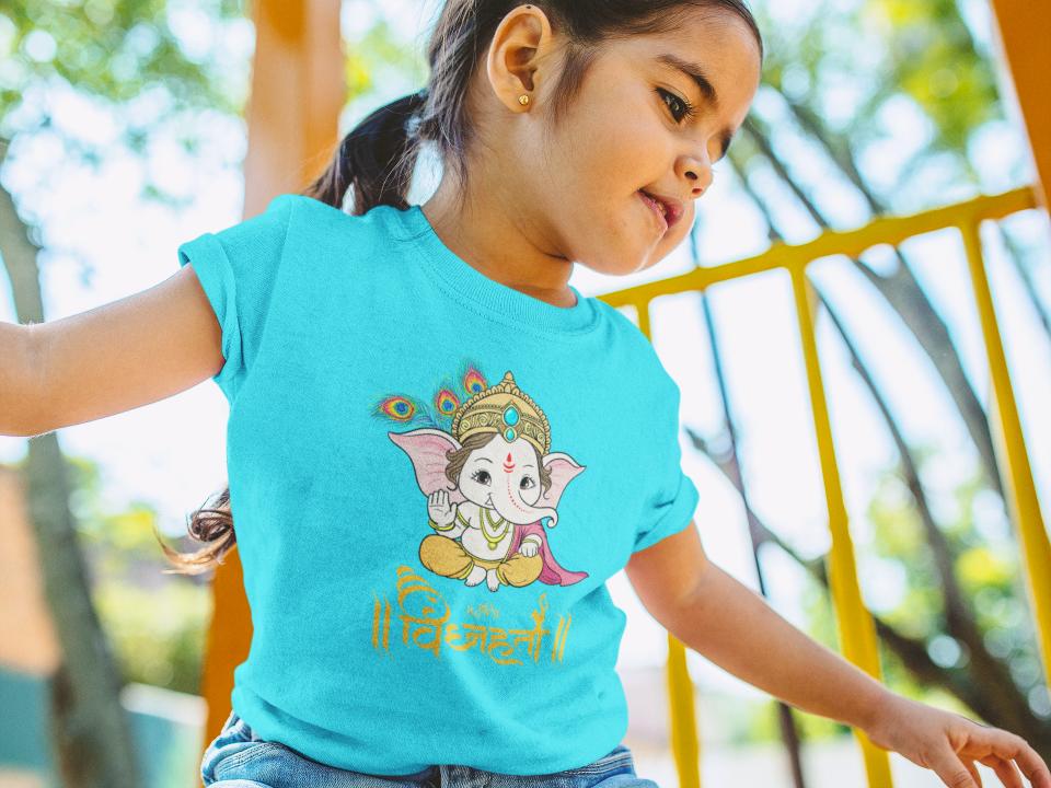 Kid's Ganesh Chaturthi Unisex T-shirt SkyBlue by ZealforTee