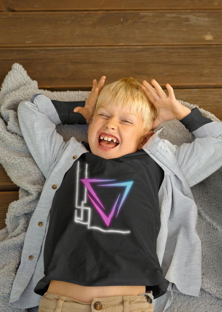 Kid's Pink Glowing Triangle Unisex Tshirt Black by ZealforTee