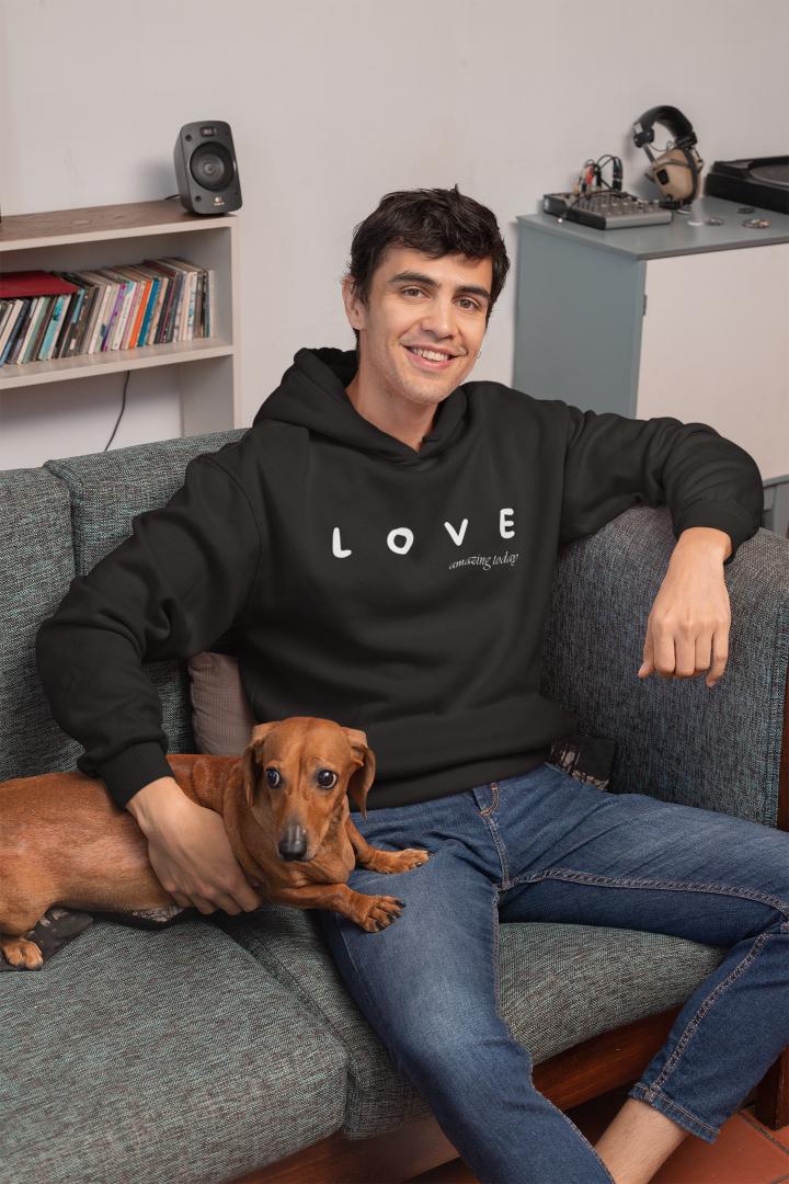 Men's Love Amazing Today Hoodie Sweatshirt Light Baby Pink by ZealforTee