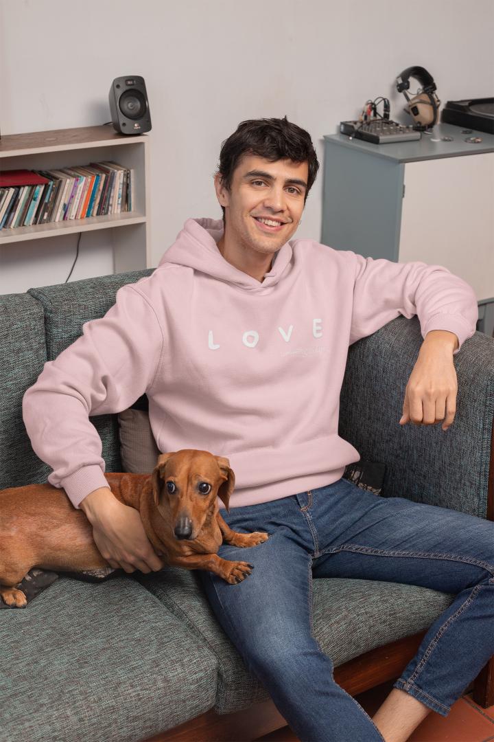 Men's Love Amazing Today Hoodie Sweatshirt Light Baby Pink by ZealforTee