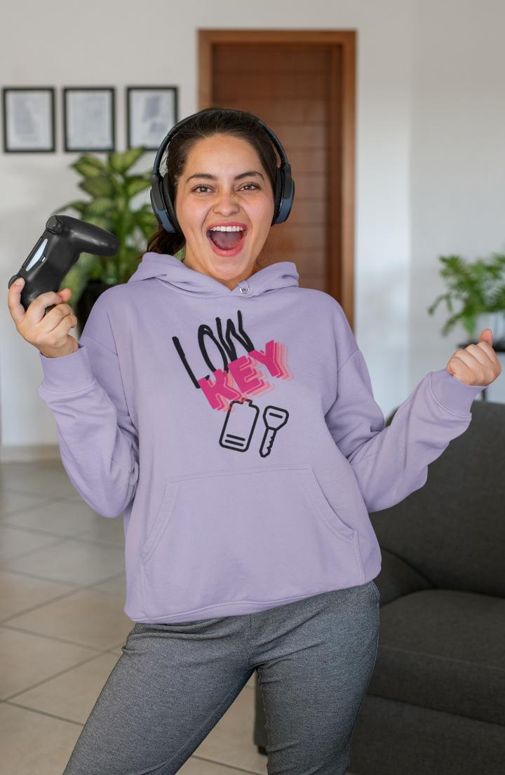 Women's Low-Key Gen-Z Hoodie Sweatshirt Light Baby Pink by ZealforTee