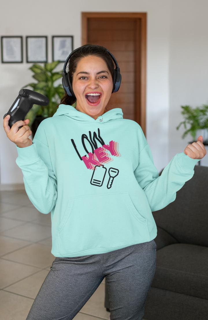 Women's Low-Key Gen-Z Hoodie Sweatshirt Light Baby Pink by ZealforTee