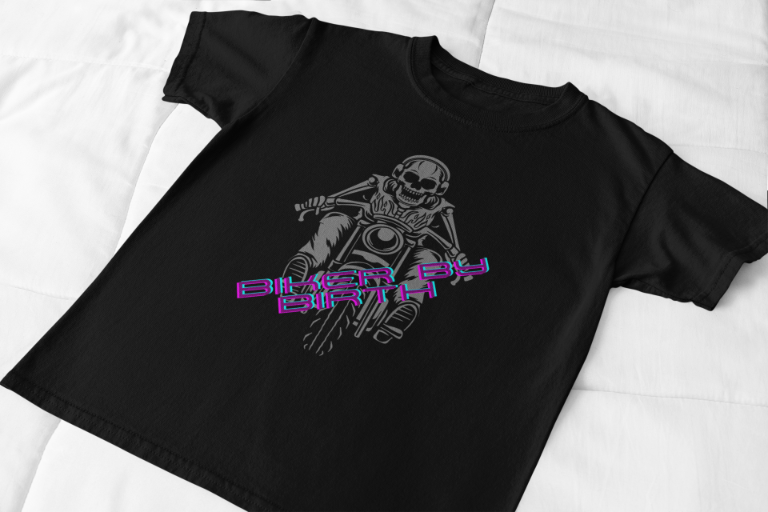 Men's Biker By Birth Skull T-shirt Black by ZealforTee